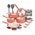 16-Piece Non-Stick Cookware Set - Coral