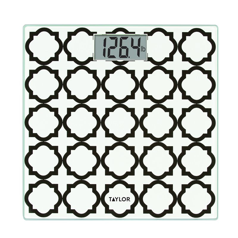 Digital Glass Bathroom Scale with Water Drop Blue Finish - Black & White Variation