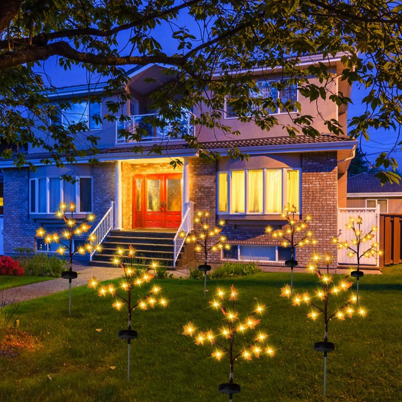 Outdoor Solar Maple Tree Light with Simulation Maple Leaves - Garden Ambient Lighting V