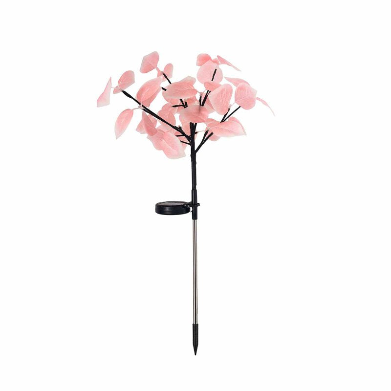 Garden Solar Lights Pink Eucalyptus Leaves Outdoor Waterproof Pathway Lamp R