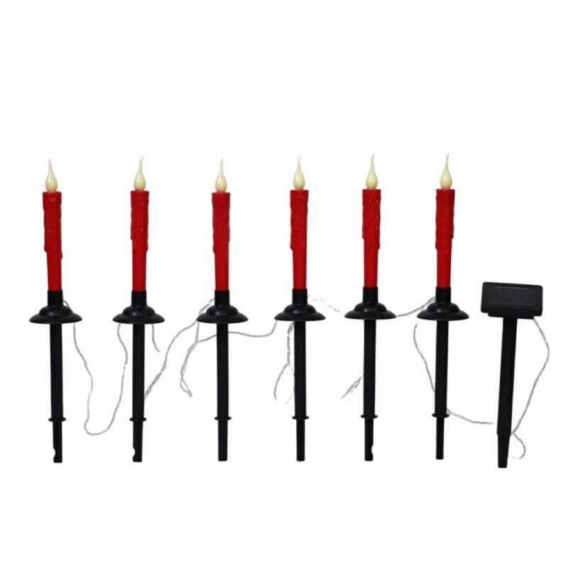 Solar LED Candle Lights F Flickering Flameless Outdoor Waterproof 6 Pack - F