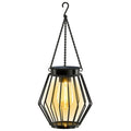 Solar Powered Geometric Metal Hanging Lantern T Variation T Outdoor Patio Light