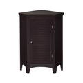 Freestanding Corner Floor Cabinet with Faux Louvered Door - Dark Brown