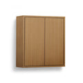 Natural Wall-Mounted Storage Cabinet with Push-Open Doors - Solid Wood & Fluted Fronts