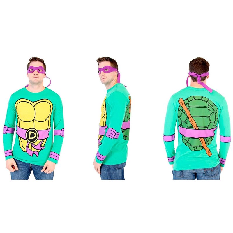 Teenage Mutant Ninja Turtles Long Sleeve T-Shirt and Eye Mask Costume - Purple Donatello XS