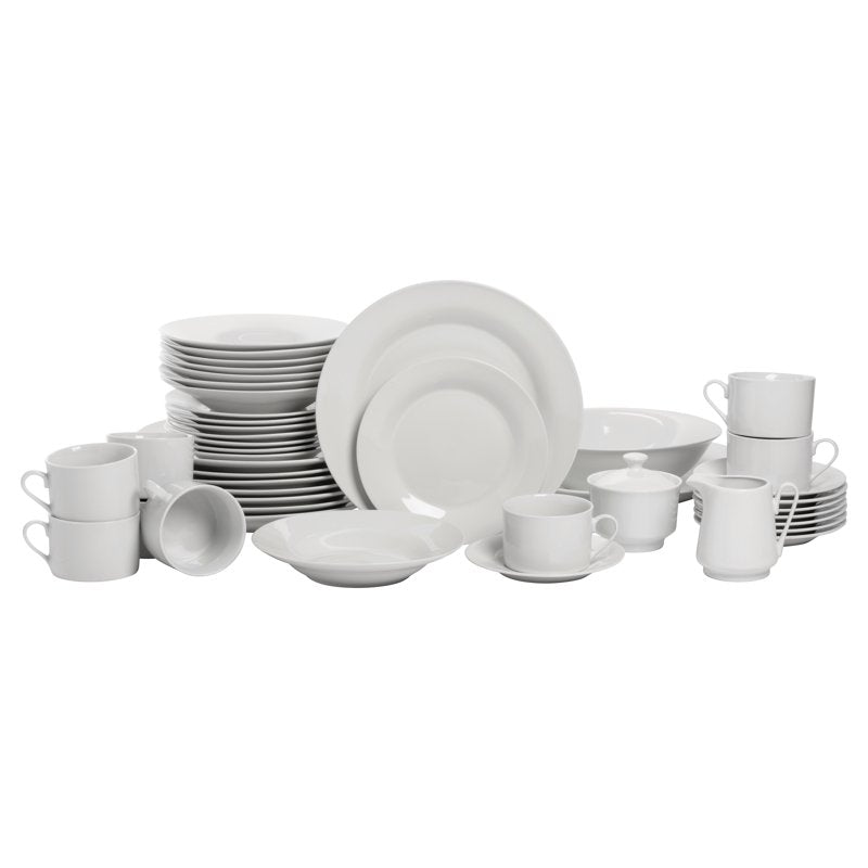 Simply White Round 45-Piece Dinnerware Set - Service for 8