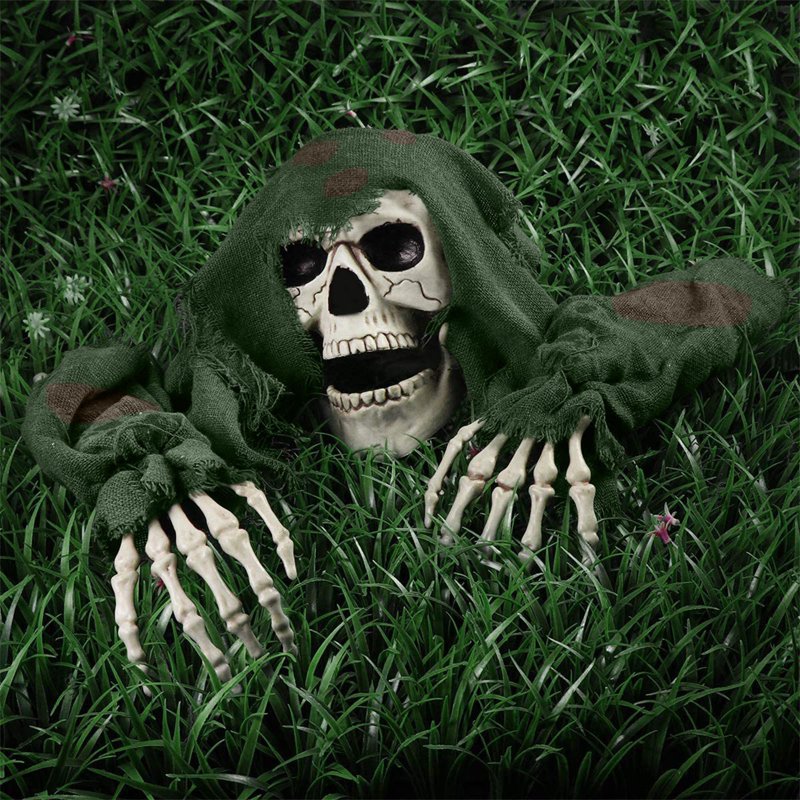 Outdoor Halloween Skeleton Ground Stakes with Skull and Bones Set