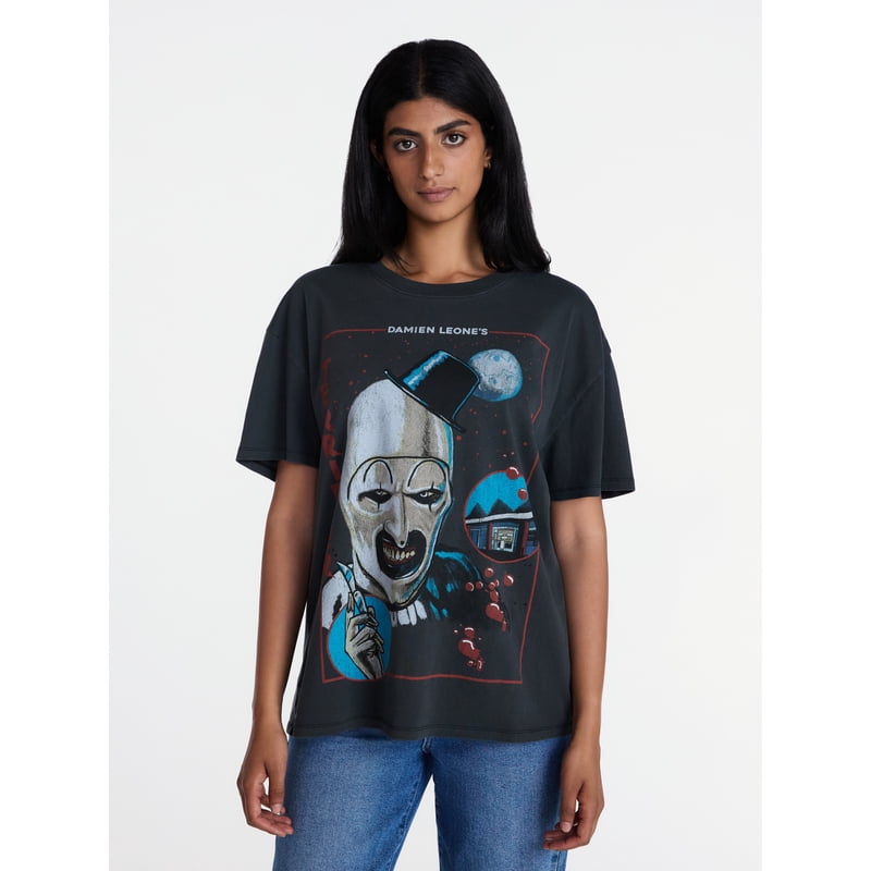 Women's Halloween Graphic Tee - Terrifier Collage Short Sleeve Black L