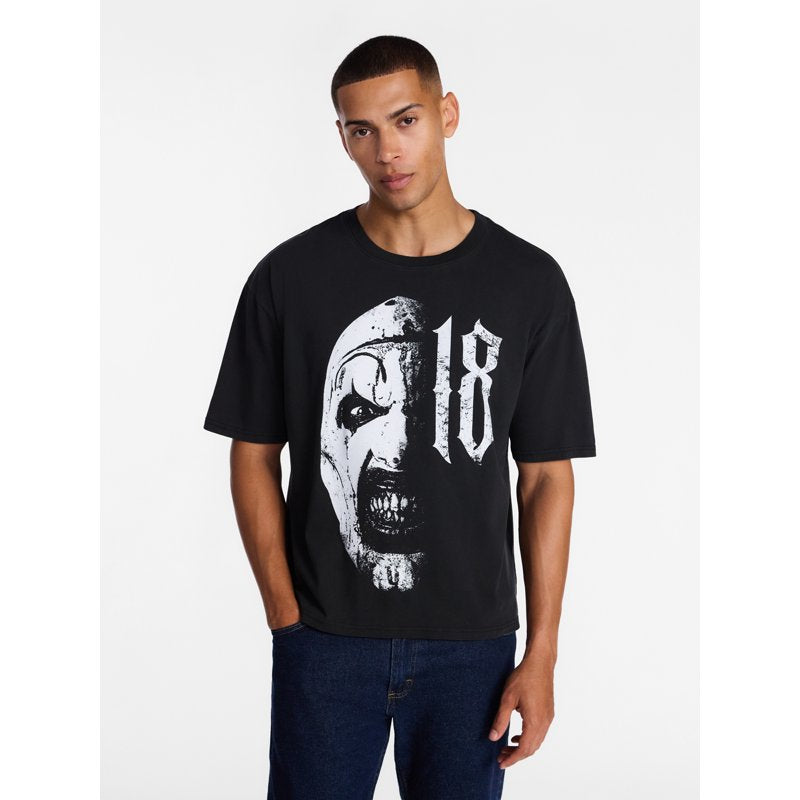 Black 2XL Men's Terrifier Split Face Graphic Tee - Halloween Movie Costume