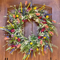 Texas Wildflower Wreath Spring and Summer Decorative Door Hanging - Rustic Home Decor