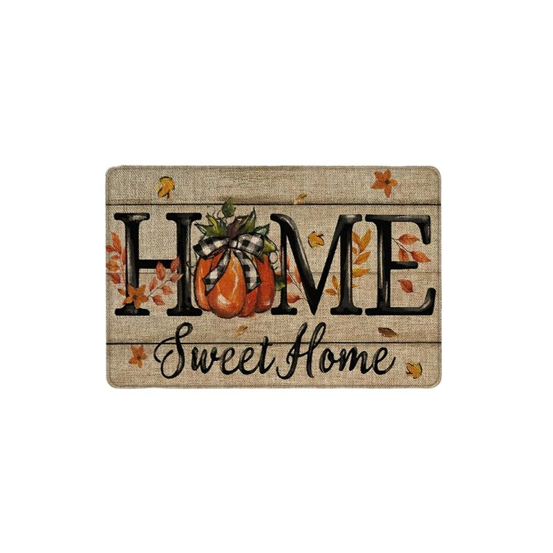 Thanksgiving Non-Slip Pumpkin Doormat with 'Home Sweet Home' Lettering - Autumn Fall Indoor Outdoor Entrance Floor Decor, 15.75 x 23.62 Inch (C-J)