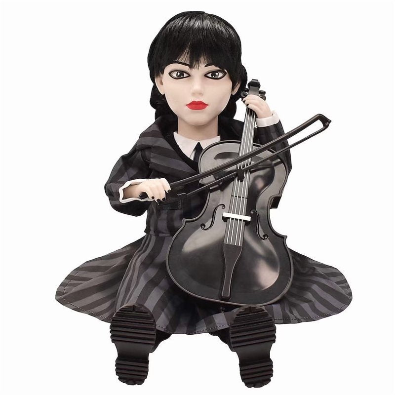 Animated Wednesday Halloween Doll with Cello - 13 Inch Tabletop Decor