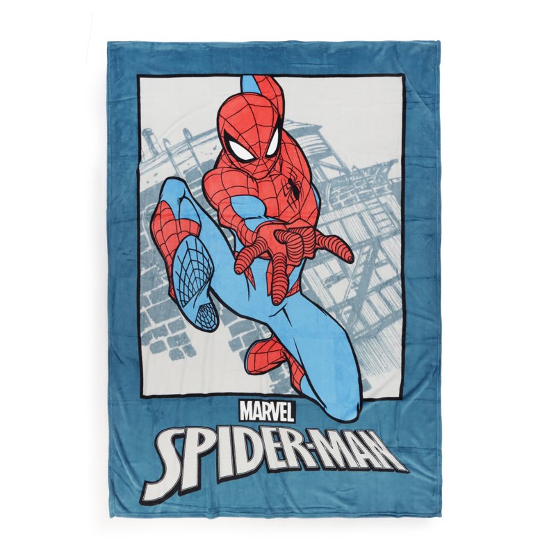 Kids Spider-Man Throw Blanket - Silk Touch Polyester, Navy, 62" x 90"