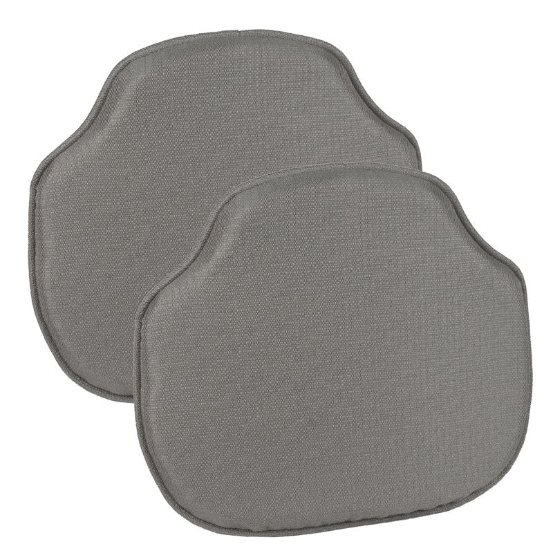 Non-Slip Windsor Chair Cushions - Set of 2, Gray, 16x15 Inches