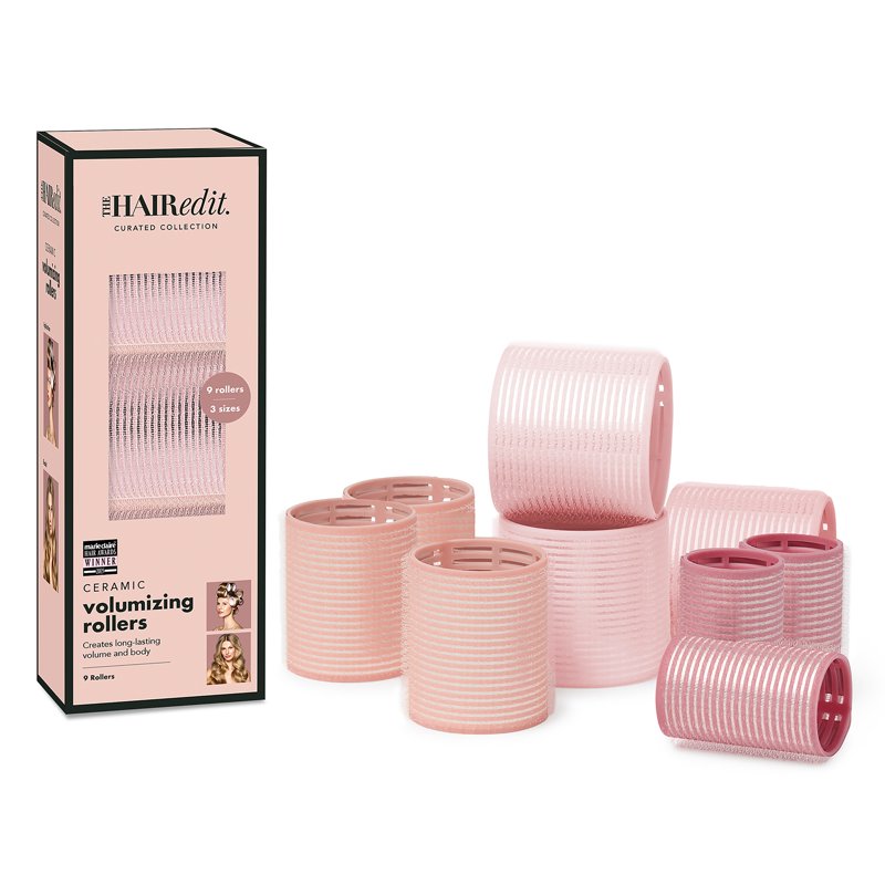 Ceramic Volumizing Hair Rollers Set - 9 Pack with 3 Sizes