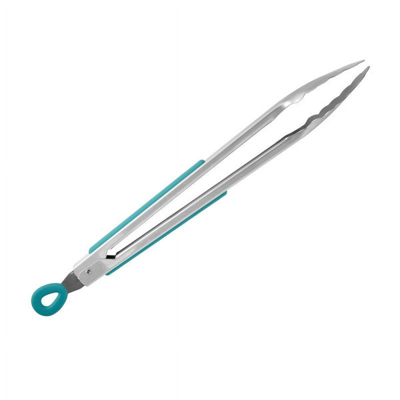 12-Inch Silicone & Stainless Steel Locking Tongs - Deep Teal