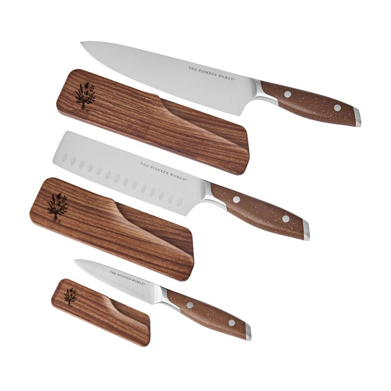 3-Piece Kitchen Knife Set with Ergonomic Handles - Brown Speckle