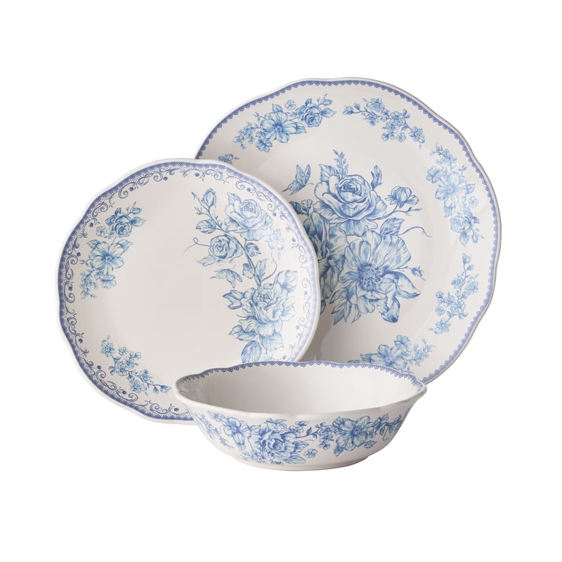 12-Piece Stoneware Dinnerware Set - Blue