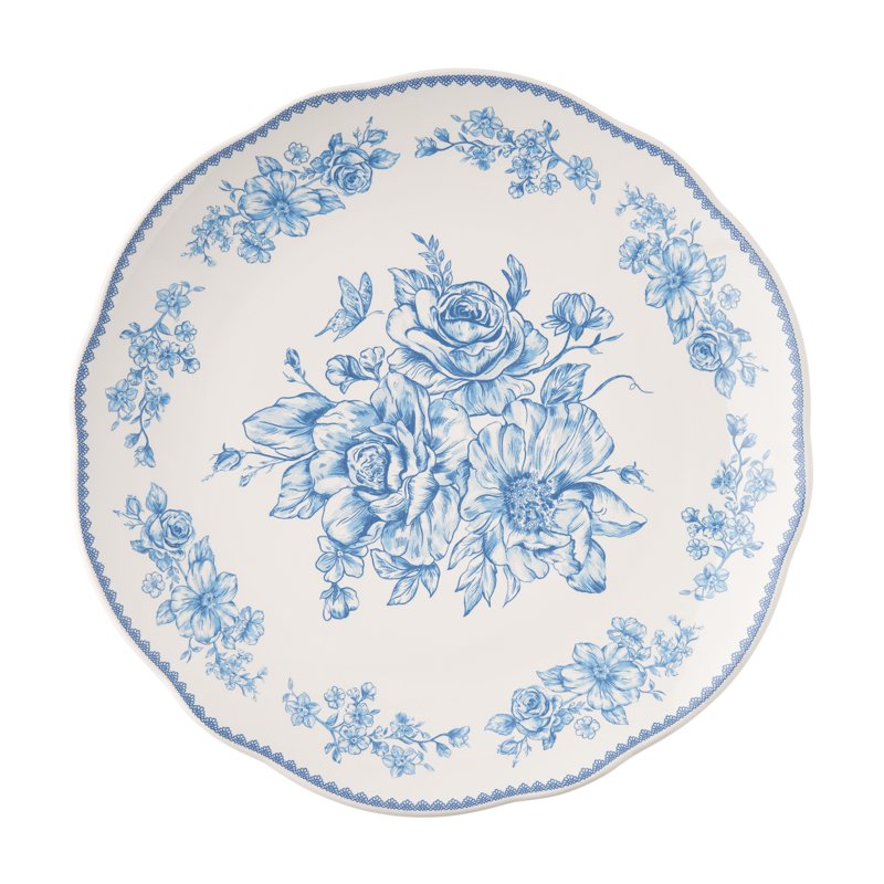 Agatha Stoneware Dinner Plate - Blue Floral Design