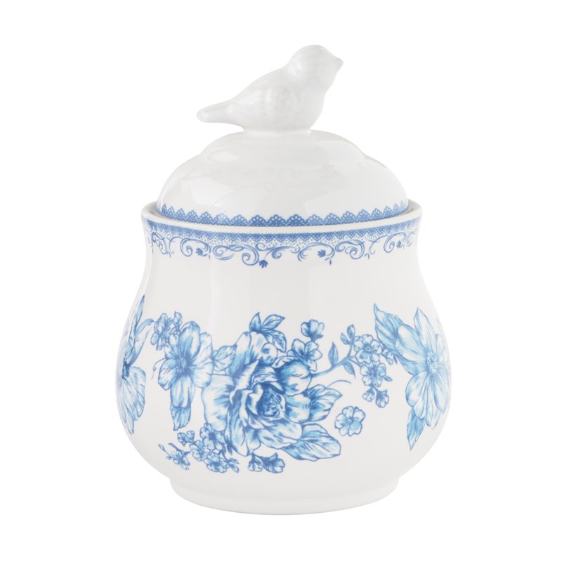 Stoneware Sugar Bowl with Lid, Blue - Agatha Collection