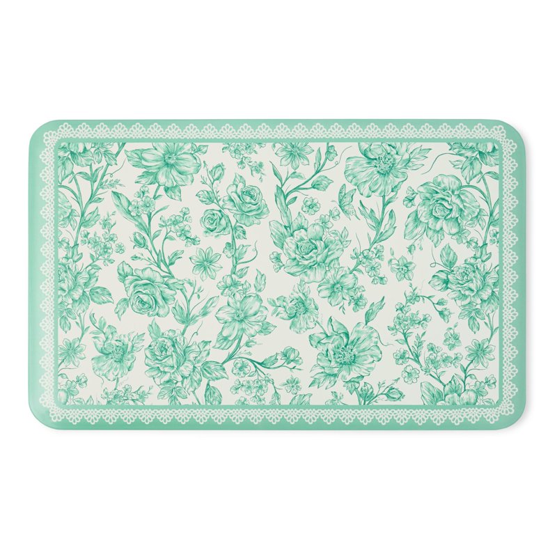 Comfort Kitchen Mat - Green Floral Design, 20" x 30"
