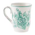 Agatha 12-Ounce Stoneware Mug - Green with Floral Design