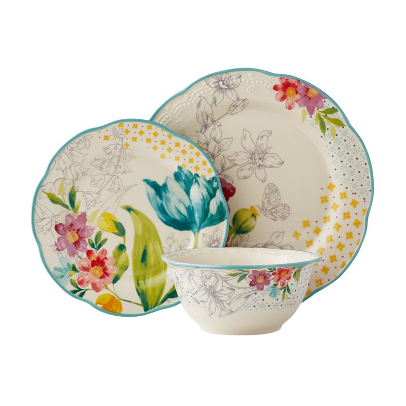 12-Piece Dinnerware Set - Blooming Bouquet Design