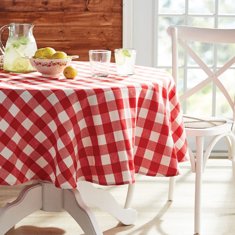 Charming Check Tablecloth - Multicolor, 70" Round