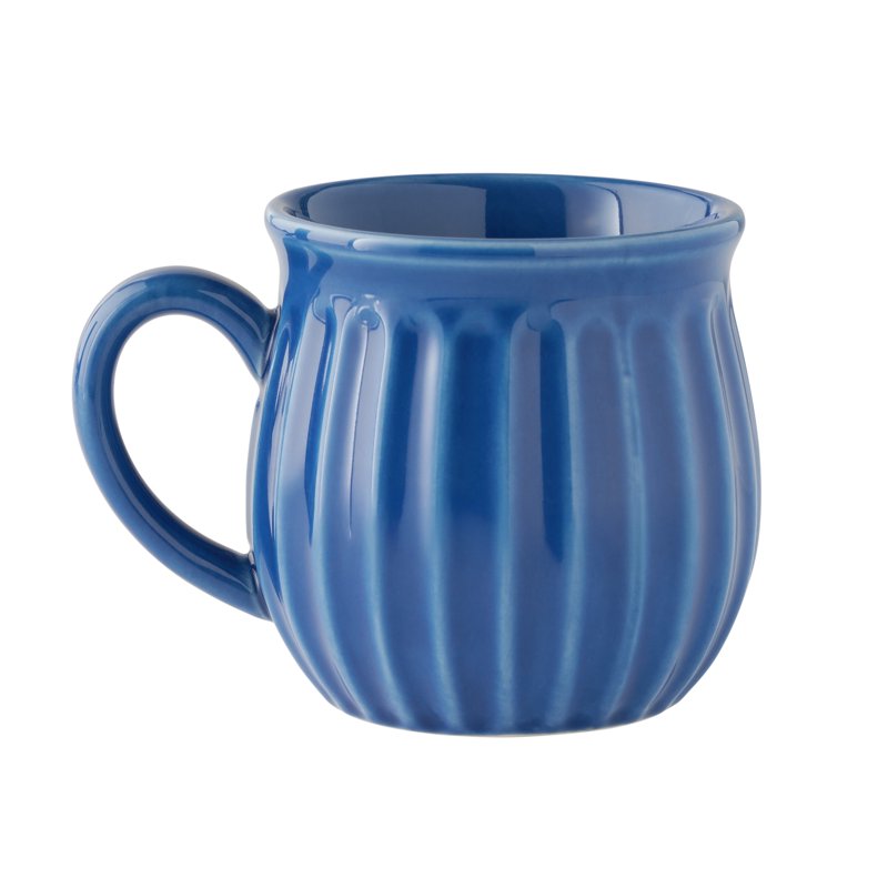 12-Ounce Stoneware Mug - Blue with Textured Design