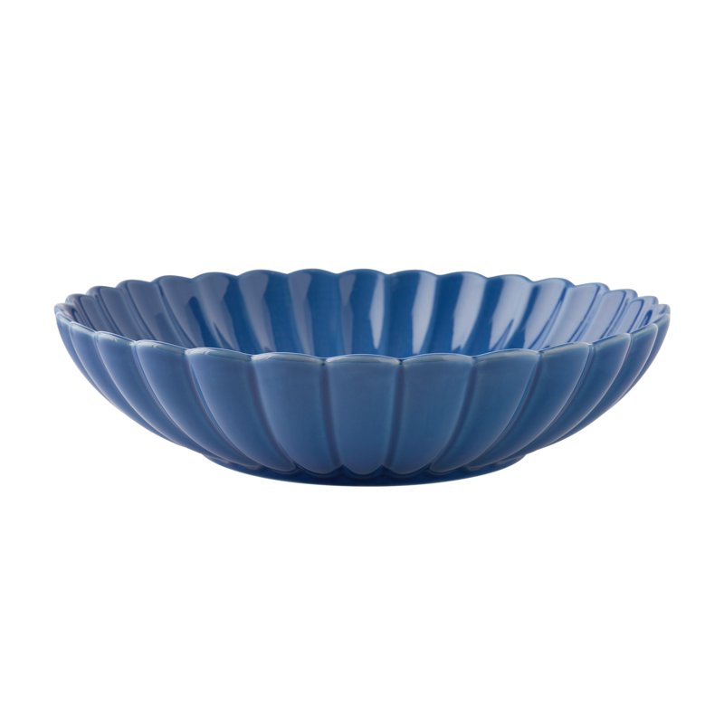 11-Inch Serving Bowl - Scalloped Stoneware - Blue