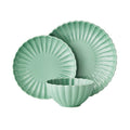12-Piece Stoneware Dinnerware Set - Green