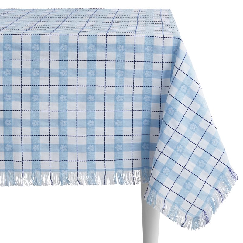 Daisy Woven Fabric Tablecloth - Blue, 60" x 102"