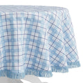 Daisy Woven Fabric Tablecloth - Blue, 70 in Round