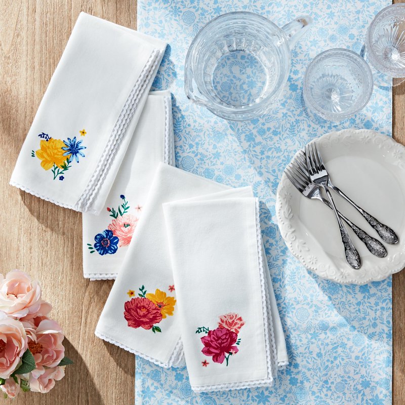 Flowering Frontier Fabric Napkin Set - Multicolor, 20" x 20", 4 Pack