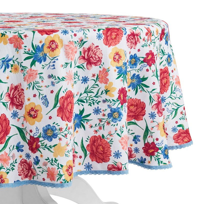 Flowering Frontier Fabric Tablecloth - 70 Inch Round, Multicolor