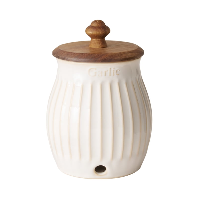 Stoneware Garlic Keeper - White with Ventilation Holes