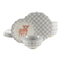 Gray Gingham 12-Piece Ceramic Dinnerware Set - Service for 4