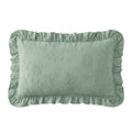 Green Decorative Lumbar Pillow - Matelassé Floral Crochet Ruffle, 14x24
