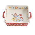 8-Inch Square Ceramic Baking Dish Set - Floral Design, Set of 2