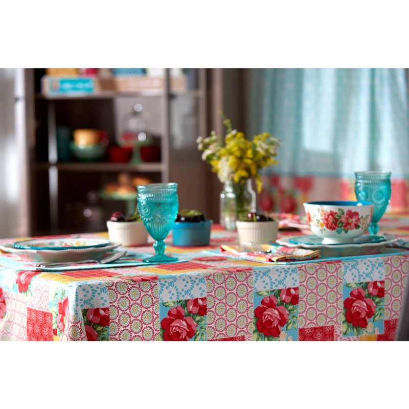 Patchwork Tablecloth - 52" x 70" Multicolor Floral Design