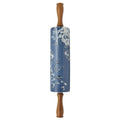 Ceramic Rolling Pin with Wood Handles - Blue Floral Design