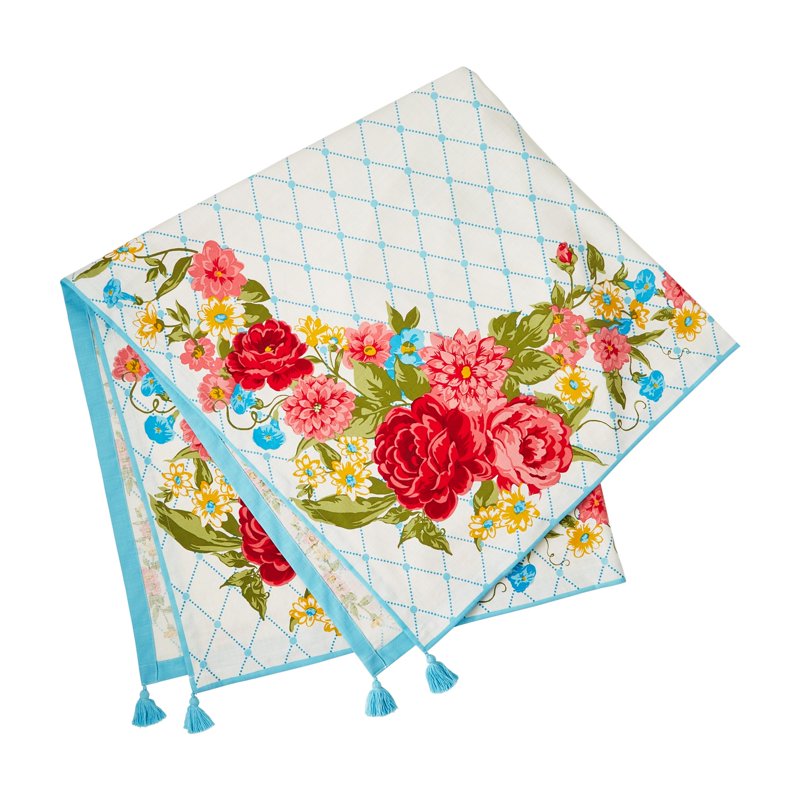 Sweet Rose Table Throw - 50" x 50", Multi-Color Cotton