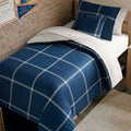 Twin XL Window Pane Check Bed in a Bag - Navy, Reversible Comforter Set