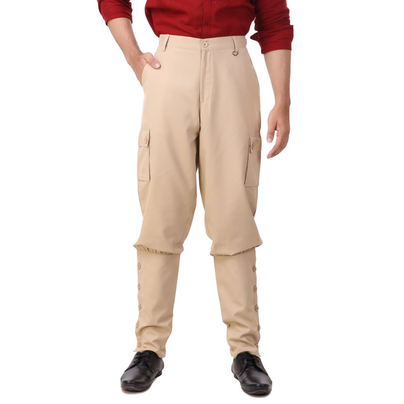 Men's Victorian Steampunk Airship Costume Pants - Beige 2XL