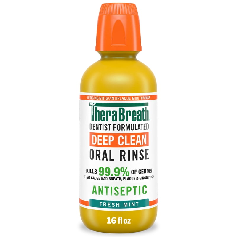 Deep Clean Mouthwash - Alcohol-Free Antiseptic Oral Rinse, Fresh Mint, 16 fl oz