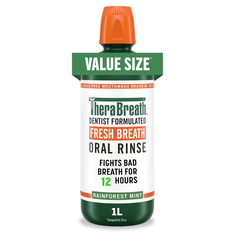 Fresh Breath Mouthwash, Rainforest Mint, Alcohol-Free, 33.8 oz Oral Rinse