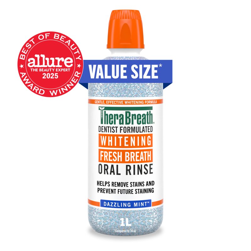Whitening Mouthwash, Alcohol-Free Mint Oral Rinse, 1 Liter