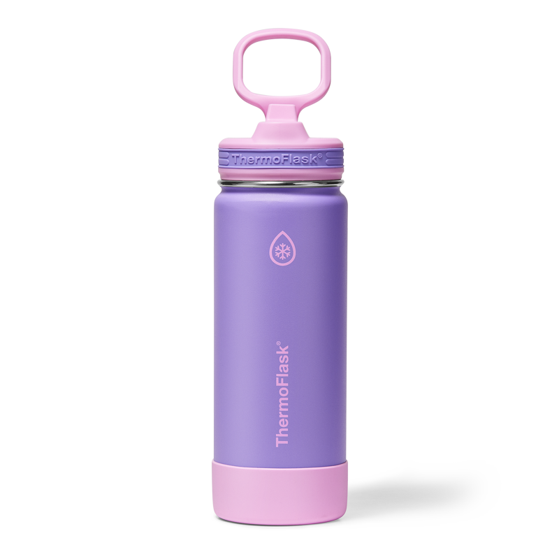 Kids Insulated Water Bottle - 18 oz Stainless Steel, Leakproof Straw Lid, Berry Twist
