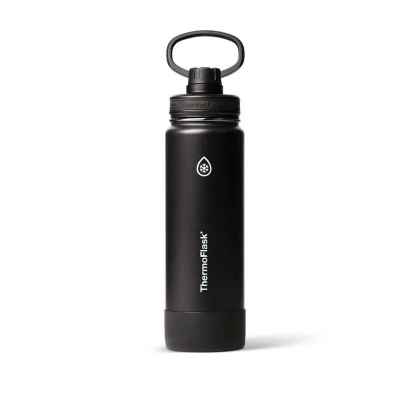 Insulated Stainless Steel Water Bottle with Leakproof Spout Lid - 24 oz, Black