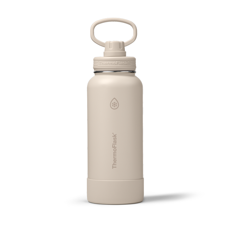 Insulated Stainless Steel Water Bottle with Leakproof Lid - 32 oz, Sand